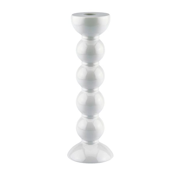Addison Ross Tall White Bobbin Candlestick - 24cm