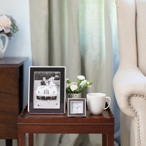 Addison Ross Taupe Enamel Square Alarm Clock