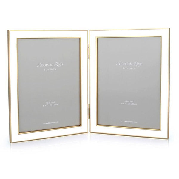 addison ross White Enamel & Gold Double Frame