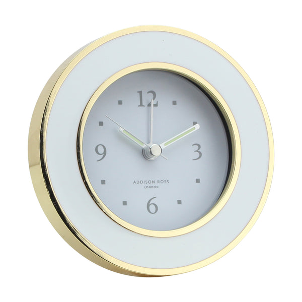 addison ross White & Gold Silent Alarm Clock
