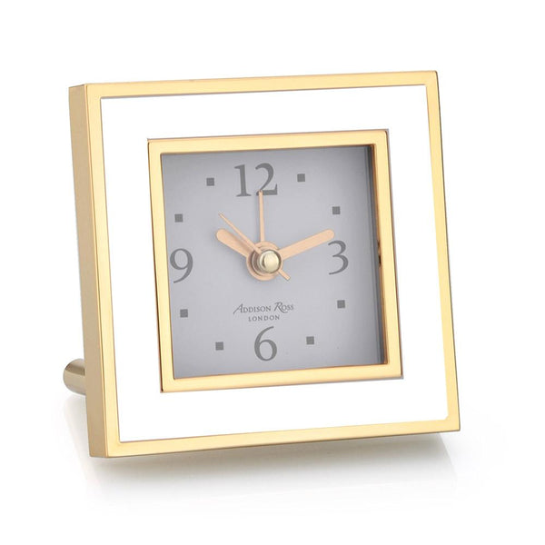 addison ross White & Gold Square Silent Alarm Clock