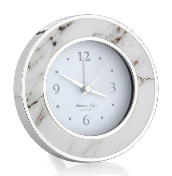addison ross White Marble Silver Alarm Clock