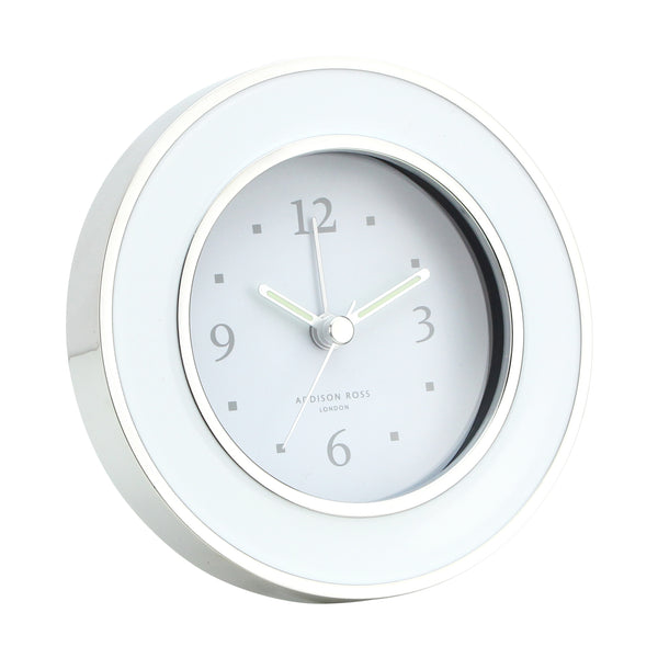 addison ross White & Silver Silent Alarm Clock