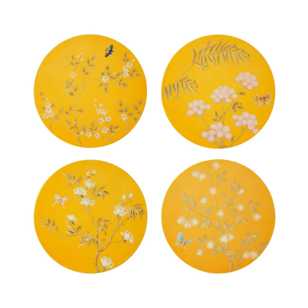 addison ross Yellow Chinoiserie Coasters - Set of 4