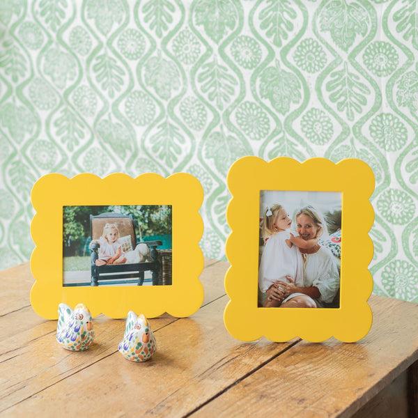 Addison Ross Yellow Scalloped Lacquer Photo Frame