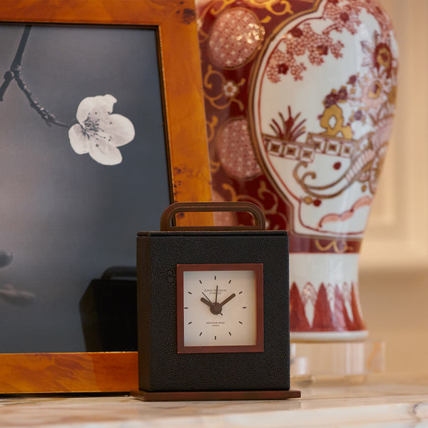 Addison Ross Anthracite Faux Shagreen Carriage Clock