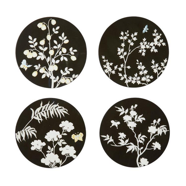 addison ross Black Chinoiserie Coasters - Set of 4 - Limited Edition