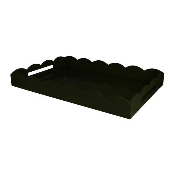 addison ross Black Large Lacquered Scallop Ottoman Tray