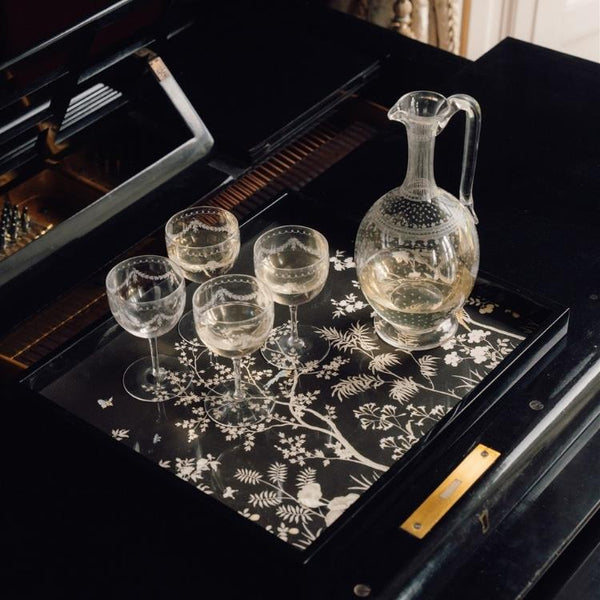 Addison Ross Black Medium Chinoiserie Tray - Limited Edition