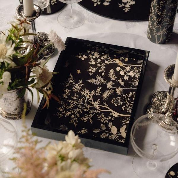Addison Ross Black Small Chinoiserie Tray - Limited Edition