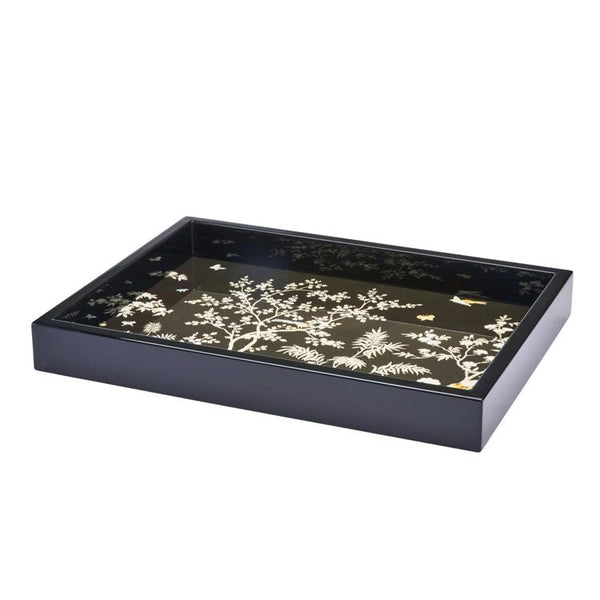 addison ross Black Small Chinoiserie Tray - Limited Edition