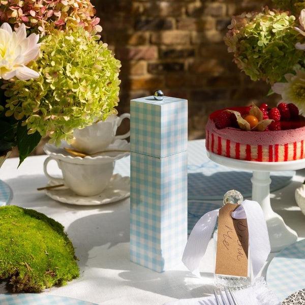 Addison Ross Blue Gingham Square Pillar Salt Or Pepper Mill
