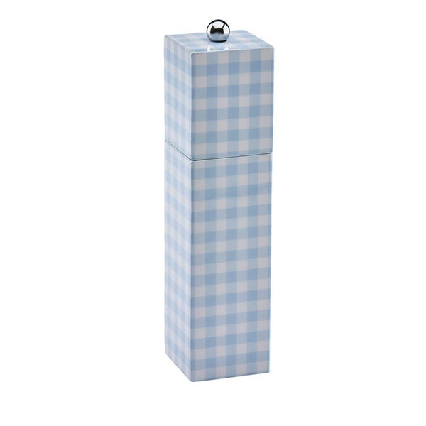 addison ross Blue Gingham Square Pillar Salt or Pepper Mill