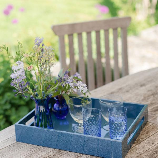 Addison Ross Blue Shagreen Medium Lacquered Serving Tray