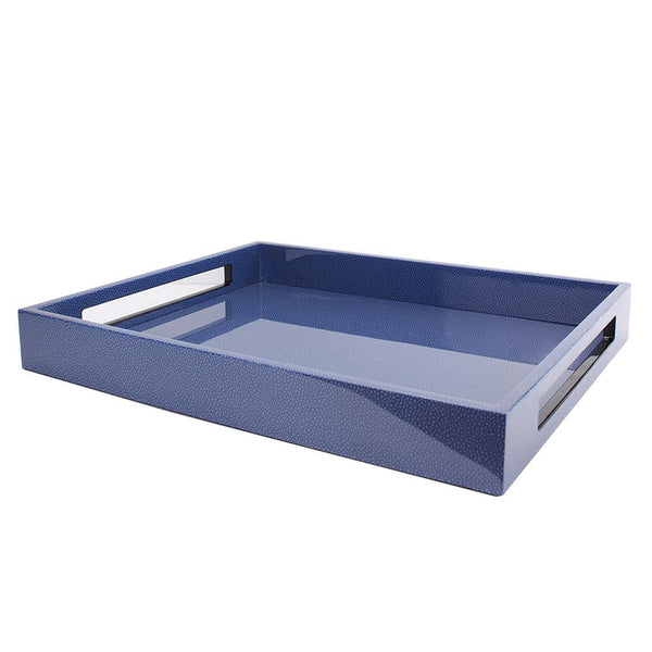 Addison Ross Blue Shagreen Medium Lacquered Serving Tray