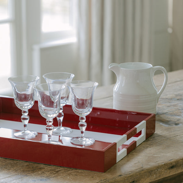 Addison Ross Burgundy Striped Large Lacquered Ottoman Tray