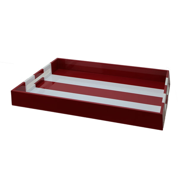 addison ross Burgundy Striped Large Lacquered Ottoman Tray