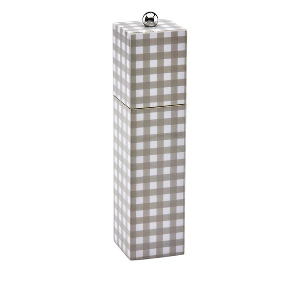 addison ross Cappuccino Gingham Square Pillar Salt or Pepper Mill