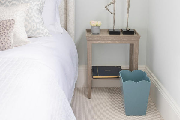 Addison Ross Chambray Blue Lacquered Scallop Bin – Limited Edition