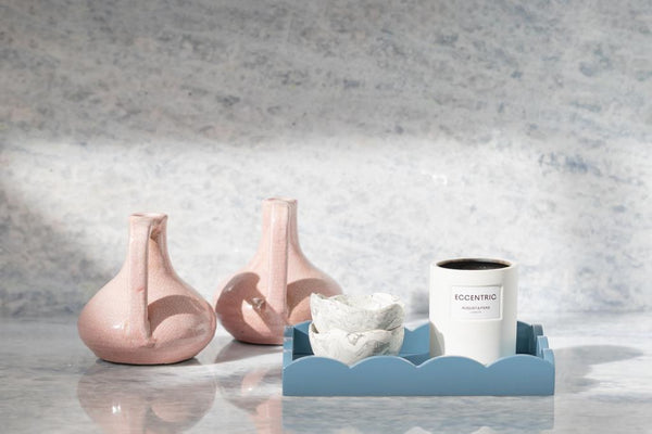 Addison Ross Chambray Blue Small Lacquered Scallop Tray - Limited Edition