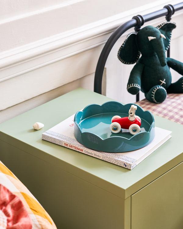 Addison Ross Chambray Blue Small Round Scallop Tray