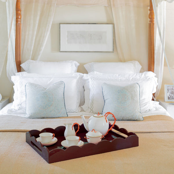 Addison Ross Cherry Large Lacquered Scallop Ottoman Tray