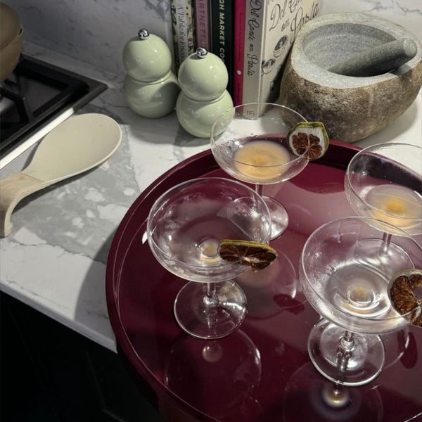 Addison Ross Cherry Straight Sided Round Medium Lacquered Tray