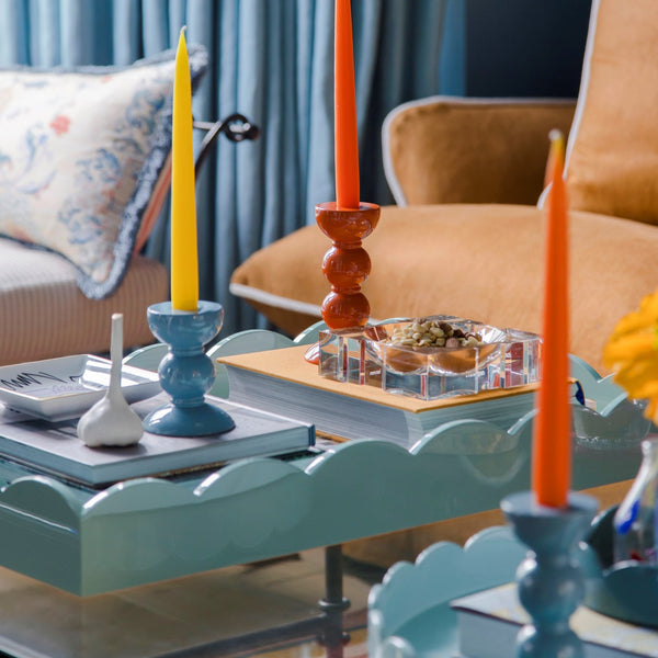 Addison Ross Eau De Nil Large Lacquered Scallop Ottoman Tray