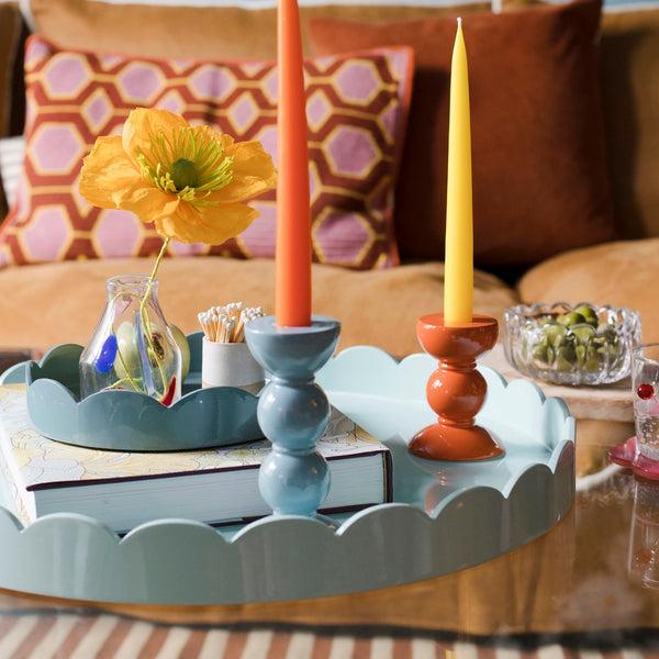 Addison Ross Eau De Nil Round Medium Lacquered Scallop Tray