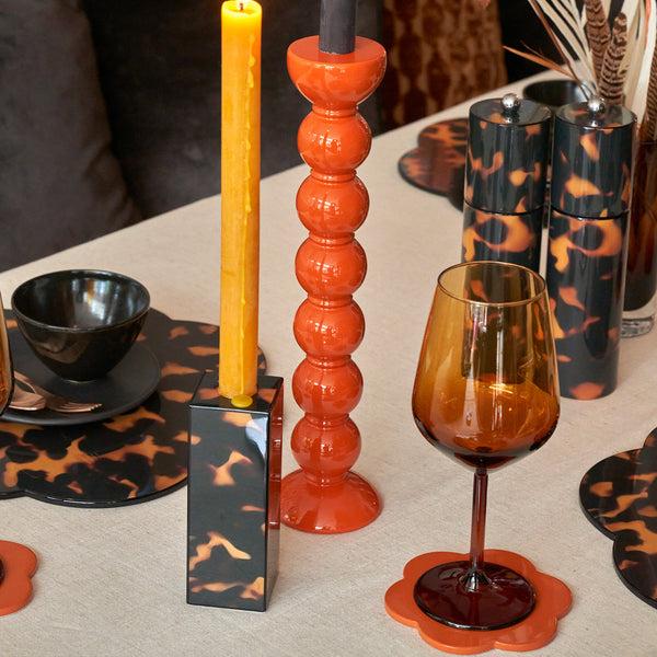 Addison Ross Extra Tall Orange Bobbin Candlestick - 33cm