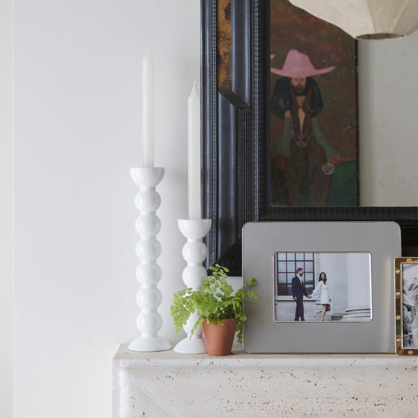 Addison Ross Extra Tall White Bobbin Candlestick - 33cm