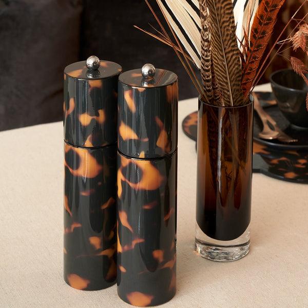 Addison Ross Faux Tortoiseshell Round Column Salt Or Pepper Mill