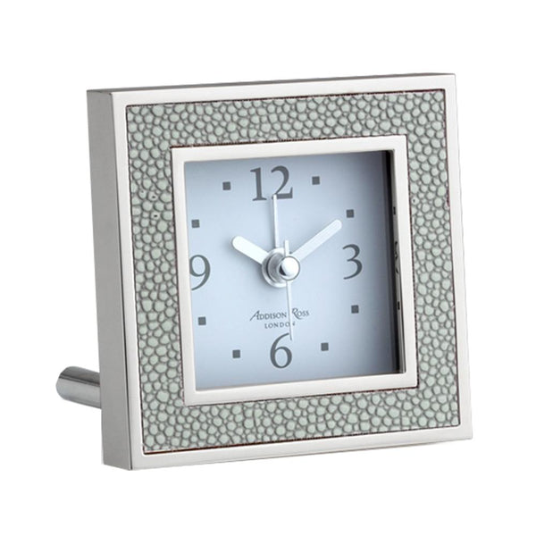 Addison Ross Grey Shagreen Square Silent Alarm Clock