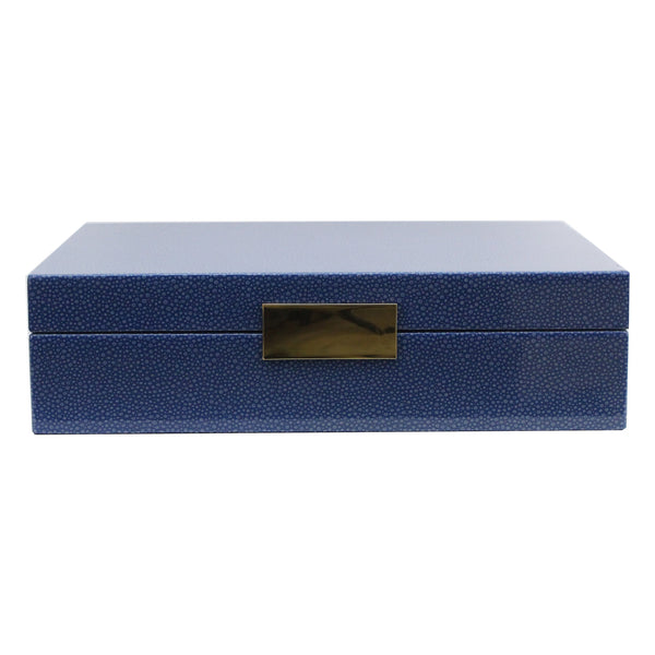 Addison Ross Large Blue Shagreen Lacquer Box With Silver