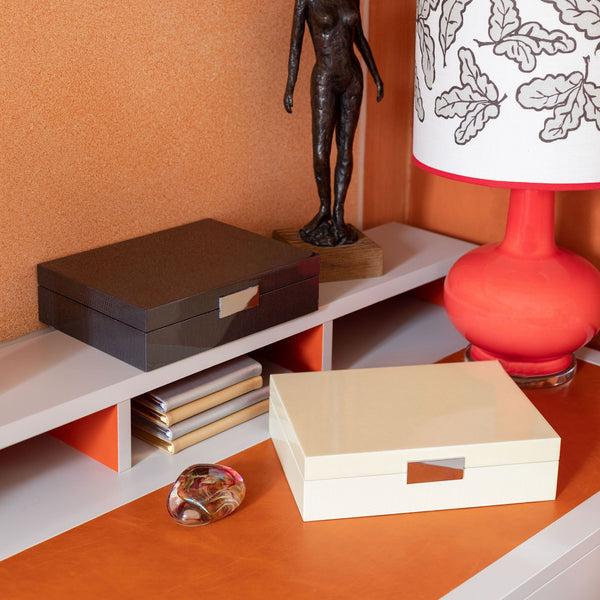 Addison Ross Large Brown Croc Jewellery Box With Silver