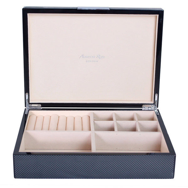 addison ross Large Carbon Fibre Jewellery Box with Silver