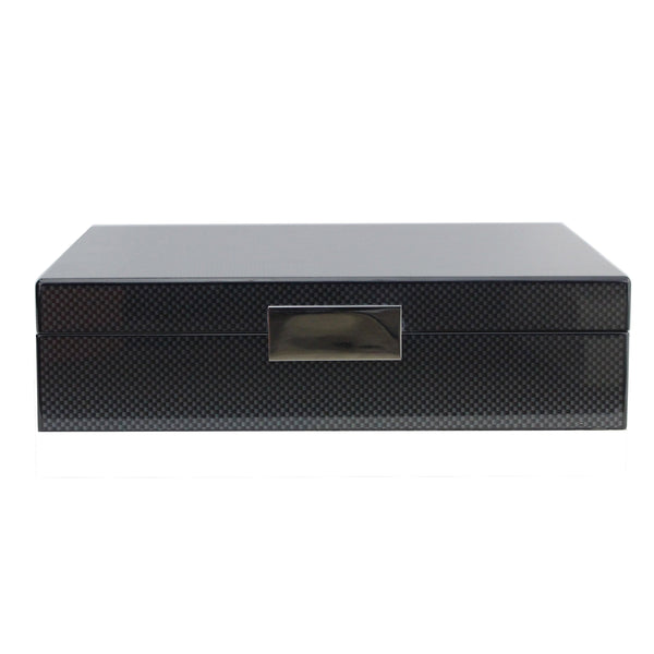 Addison Ross Large Carbon Fibre Lacquer Box With Silver