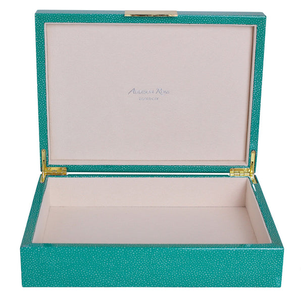 Addison Ross Large Green Shagreen Lacquer Box With Gold