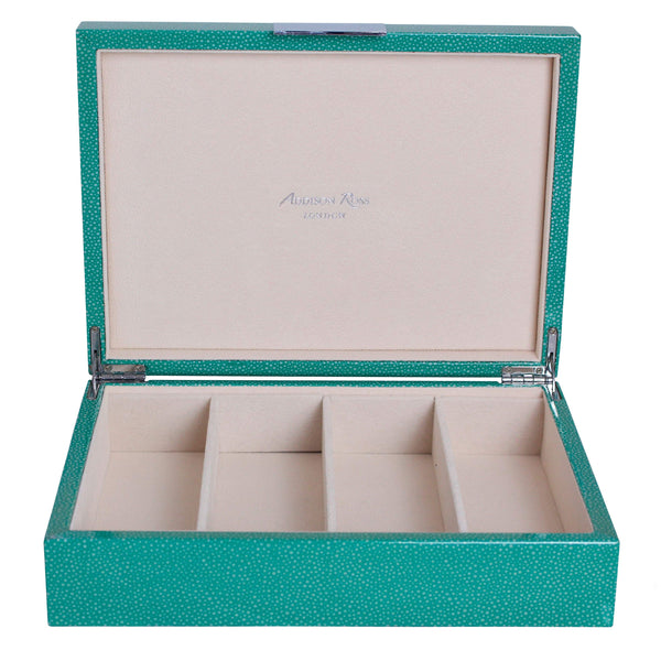 Addison Ross Large Green Shagreen & Silver Glasses Box