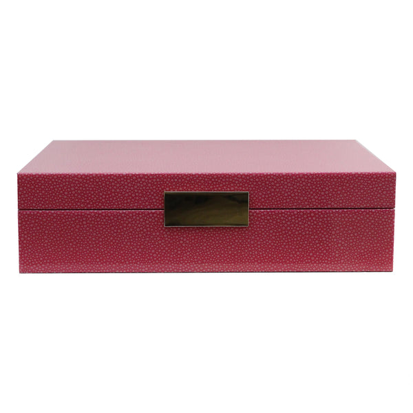 Addison Ross Large Pink Shagreen Lacquer Box With Gold
