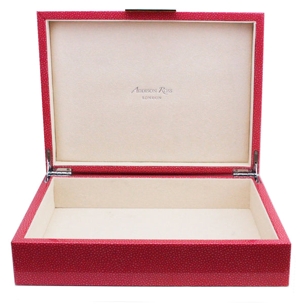 Addison Ross Large Pink Shagreen Lacquer Box With Silver