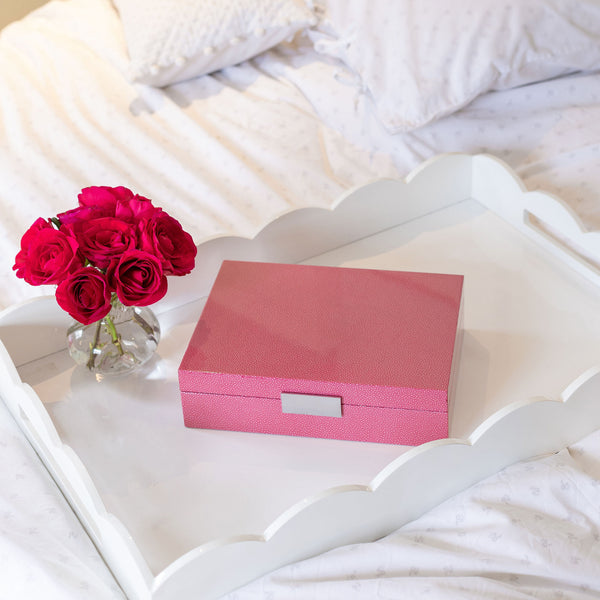 Addison Ross Large Pink Shagreen & Silver Glasses Box