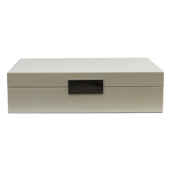 Addison Ross Large Vanilla Croc Lacquer Box With Silver