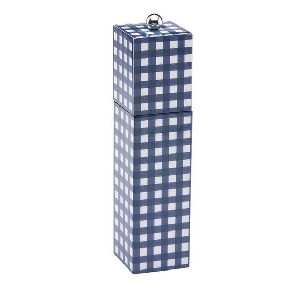 addison ross Navy Gingham Square Pillar Salt or Pepper Mill