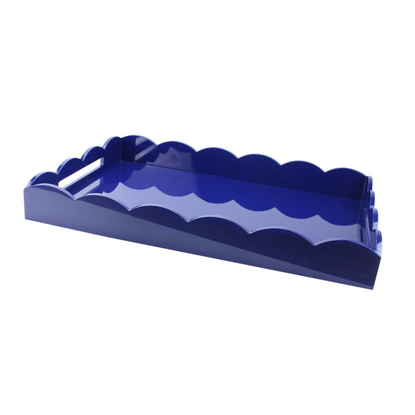 addison ross Navy Large Lacquered Scallop Ottoman Tray