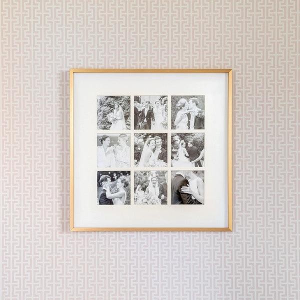 Addison Ross Nine Aperture Brushed Gold Wall Hanging Frame