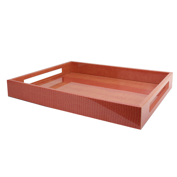 addison ross Orange Croc Medium Lacquered Serving Tray