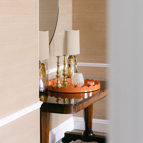 Addison Ross Orange Round Large Lacquered Scallop Tray