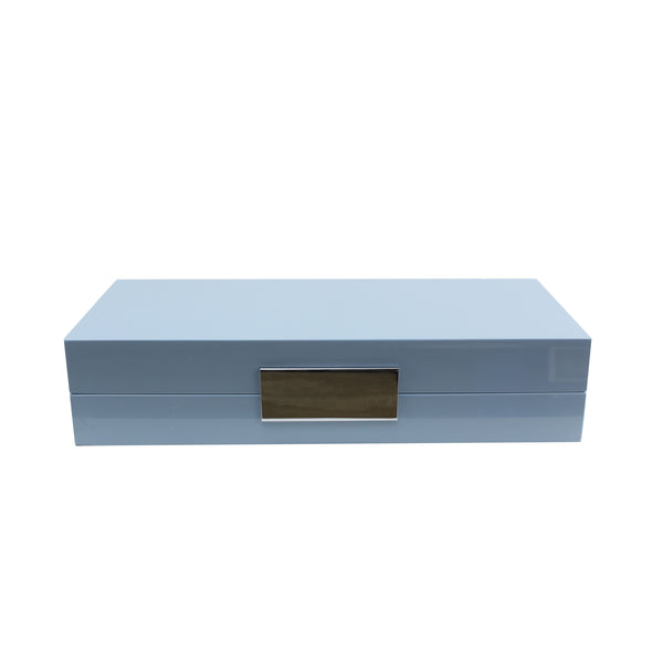 addison ross Pale Denim Lacquer Jewelry Box with Silver