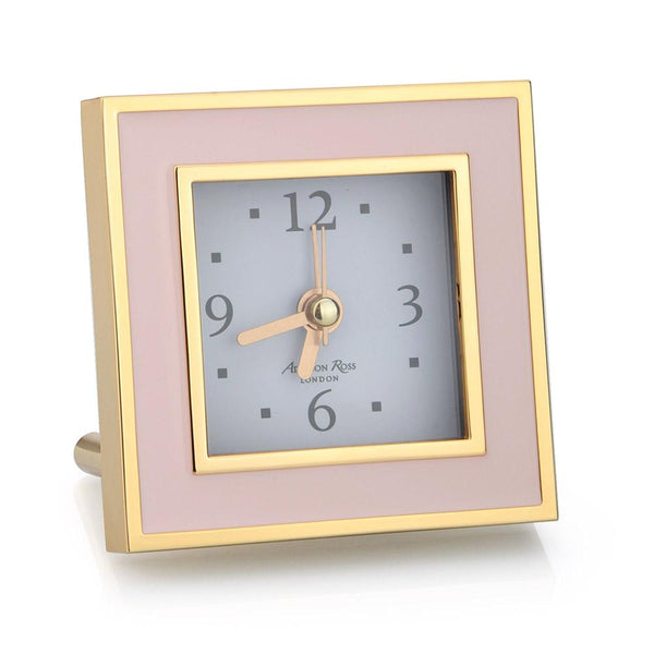 addison ross Pale Pink & Gold Square Silent Alarm Clock